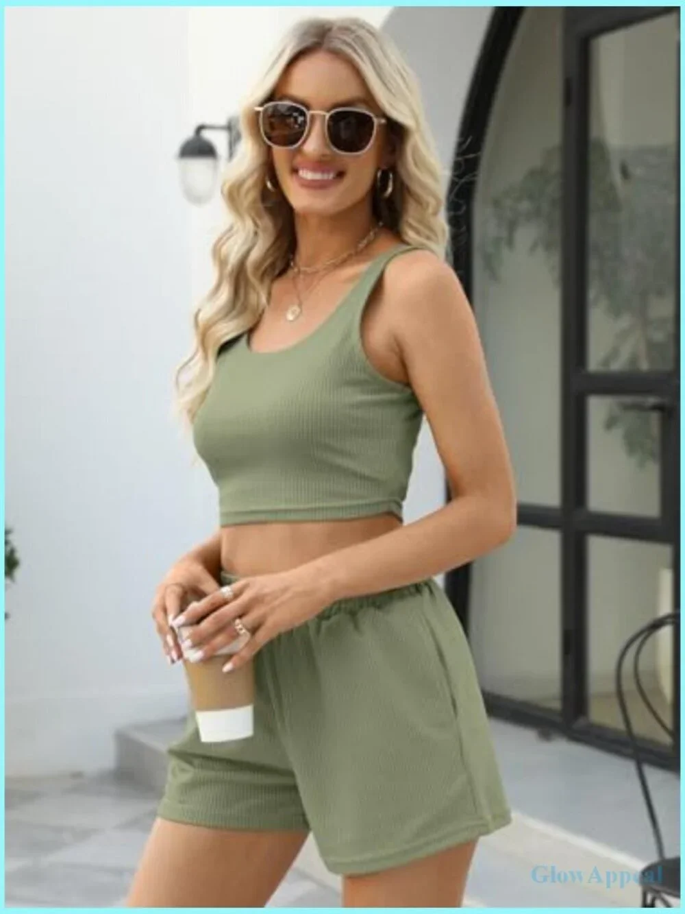 Sleeveless Lounge Crop Top High Waisted Short Set